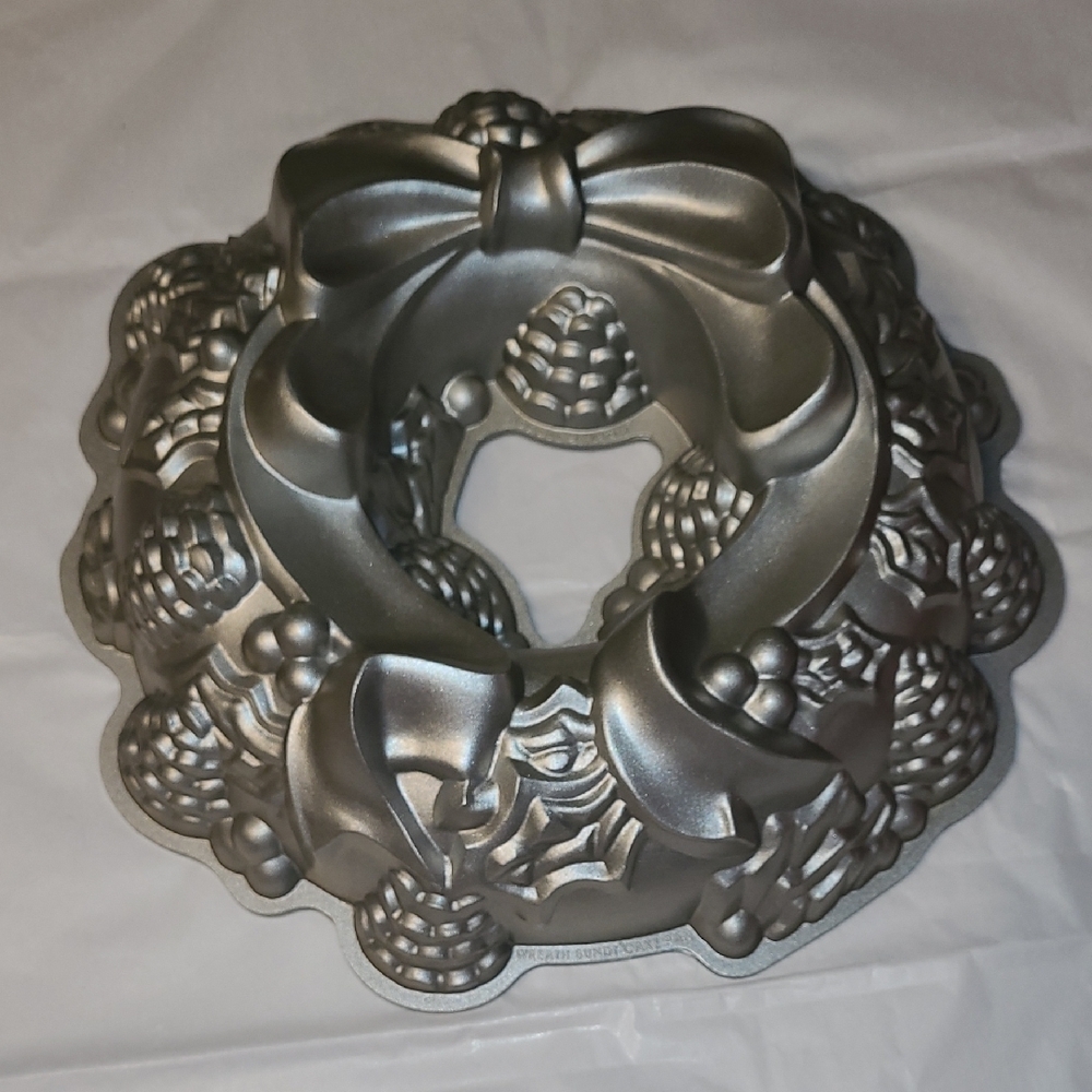 Nordic Ware Holiday Wreath Bundt Pan, a cast aluminum cake mold.